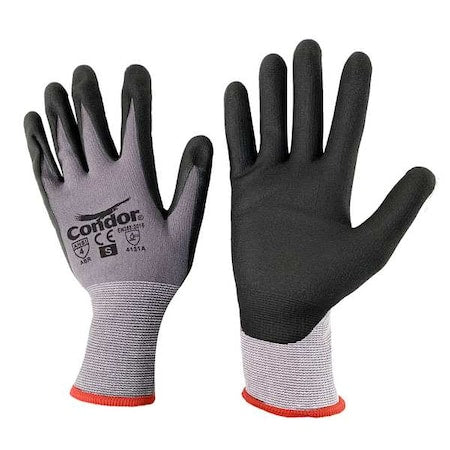 Coated Gloves, Nitrile, Sandy, Palm, 4 Abrasion Level, Black/Gray, M (8) 1 PR