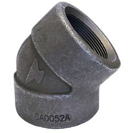 45 Degree Elbow 45 Degree Elbow, 1"" Pipe, FNPT, Black Forged Steel, Class 3000