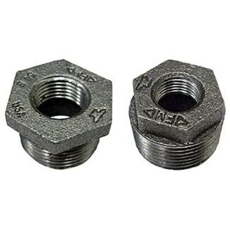 Hex Bushing Hex Bushing, 1-1/2"" x 1-1/4"" Pipe, FNPT x MNPT, Malleable Iron, Class 150