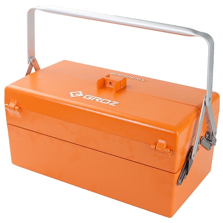 Cantilever Tool Box, Aluminum, Orange, 18 in W x 9 in D x 9-1/2 in H