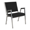 Contemporary Chair Hercules Baritrc Chair, Slvr Frm, Blk Fbrc, Fixed Arms, 18" Height, Fabric
