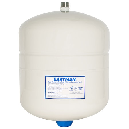 Thermal Expansion Tank For Water Heater, 4.5 gal, 3/4 in Male Pipe Thread, 150 psi Max, 210F Max