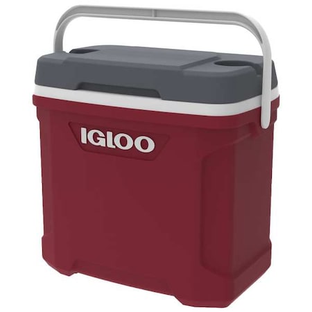 Cooler, 30 qt, Plastic, Red/Gray