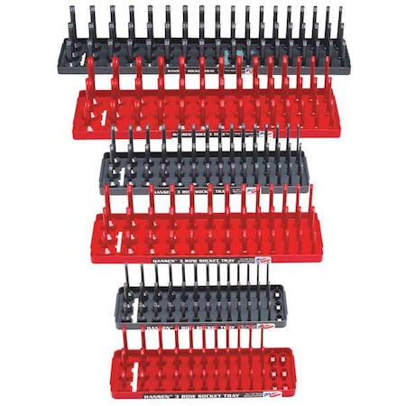 Socket Tray, Gray, Red, Plastic, 4 1/4 in