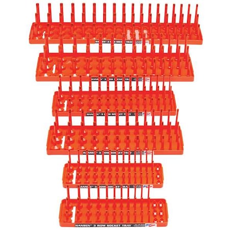 Socket Tray, Orange, Plastic, 4 1/4 in