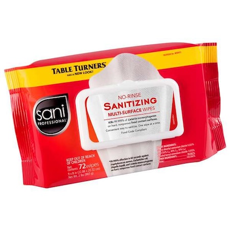 Sanitizing Wipes, 72 ct, Soft Pack, PK12