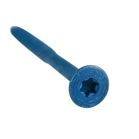 Tapcon Masonry Screw, 1/4" Dia., Flat, 1-1/4" L, Steel Blue Climaseal, 100 PK