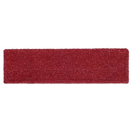 Flat Mop Pad, Clip-On Connection, Red, Microfiber
