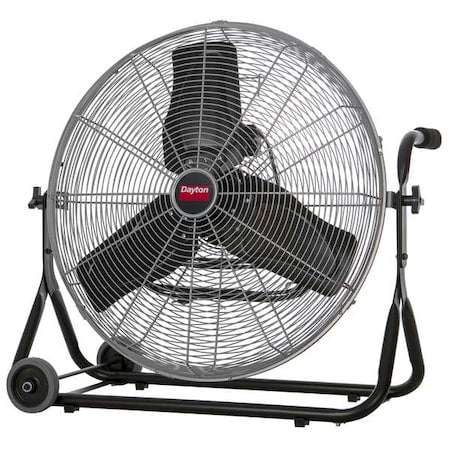 Mobile Floor Fan, 3 Speeds, Silver, Carrying Handle