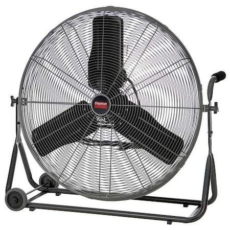Mobile Floor Fan, 3 Speeds, Silver, Carrying Handle