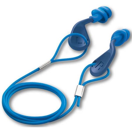simpleFit Reusable TPE Ear Plugs, Flanged Shape, 25 dB, Blue, 48 PK