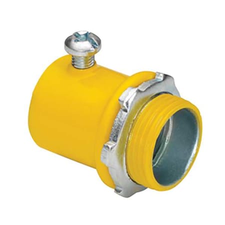 EMT Grounding Connector, 3 in, Set Screw, Steel, Painted, Yellow