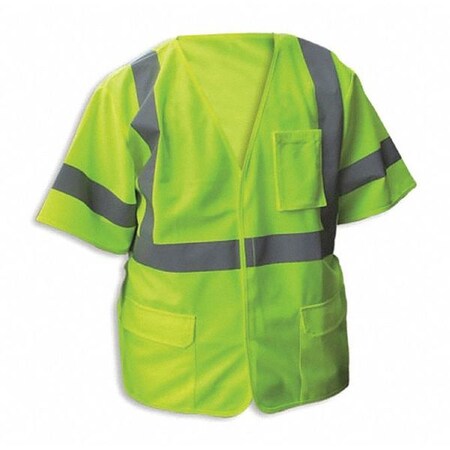 Safety Vest, Lime, Cls3, Slv Stripe, XL
