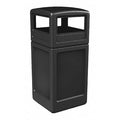 PolyTec(TM) 42 gal Square Institutional Plastic Can, Black, Dome Lid, Polyethylene, 18.5 in
