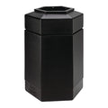 PolyTec(TM) 30 gal Hexagon Institutional Plastic Can, Black, Open Top, Polyethylene, 20 in