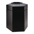 PolyTec(TM) 45 gal Hexagon Institutional Plastic Can, Black, Open Top, Polyethylene, 25 in