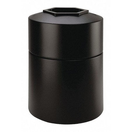 PolyTec(TM) 45 gal Round Institutional Plastic Can, Black, Open Top, Polyethylene, 22 in