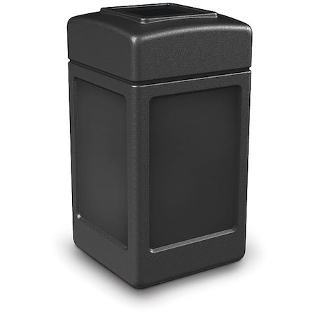 PolyTec 42-Gallon Trash Can: Square, Open-Top Lid, Black