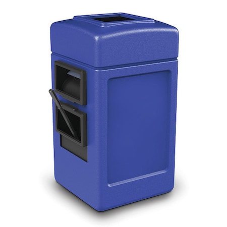 28 gal Square Outdoor Can, Blue, Polyethylene, 18 1/2 in
