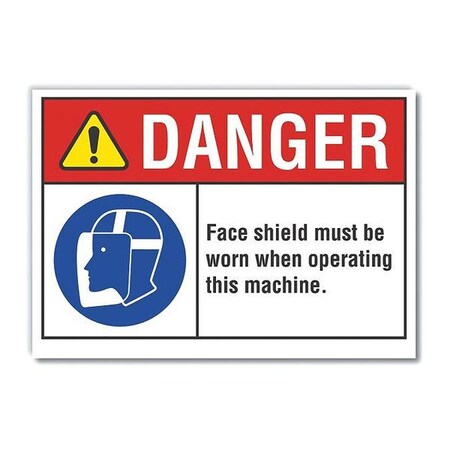 Decaldanger Face Shield, 14"x10", Sign Background Color: White