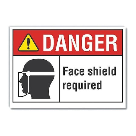Decaldanger Face Shield Required, 7"x5"