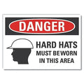 Hard Hat Danger Reflective Label, 3 1/2 in Height, 5 in Width, Reflective Sheeting, English