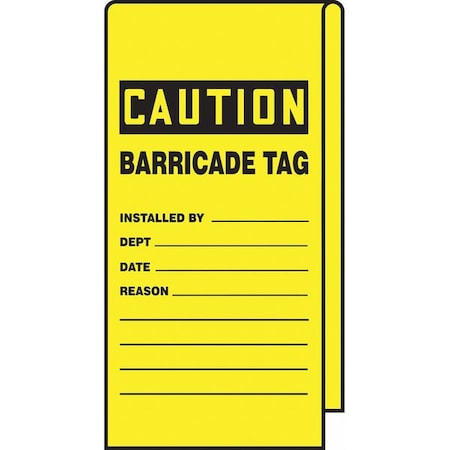 Wrap Stick Tag, Caution, 12""Lx3-1/8""W, PK25