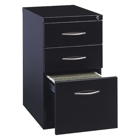 15" W 2 Drawer File Pedestal, Black, Letter