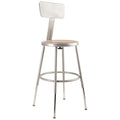 Round Stool with Backrest, Height 19" to 27"Gray