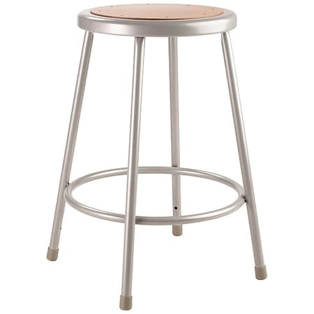 Round Stool, Height Range 24", Masonite Board Gray