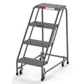 Industrial Rolling Ladder, 4 Steps, 16"W Perforated Tread, No Handrails, 450 lbs. Capacity