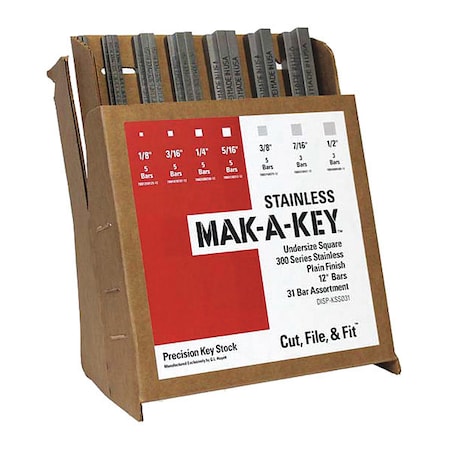 Undersized Key Stock Assortment, Stainless Steel
