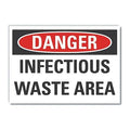 Infectious Waste Danger Reflective Label, 5 in H, 7 in W, English, LCU4-0448-RD_7X5