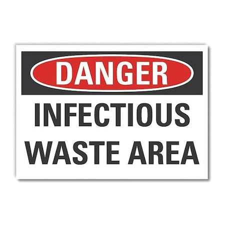 Infectious Waste Danger Label, 5 in H, 7 in W, Polyester, Horizontal Rectangle, LCU4-0448-ND_7X5