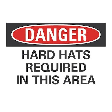 Hard Hat Danger Reflective Label, 10 in Height, 14 in Width, Reflective Sheeting, English