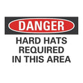Hard Hat Danger Label, 7 in Height, 10 in Width, Polyester, Vertical Rectangle, English