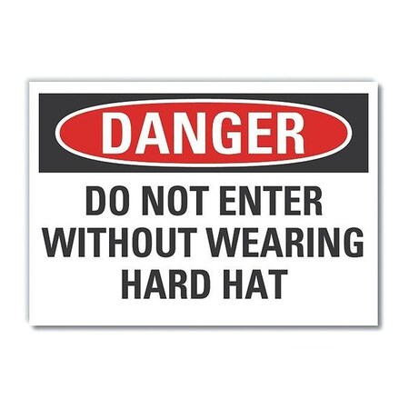 Hard Hat Danger Reflective Label, 5 in Height, 7 in Width, Reflective Sheeting, English