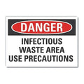 Infectious Waste Danger Label, 3 1/2 in H, 5 in W, Polyester, Horizontal, LCU4-0557-ND_5X3.5
