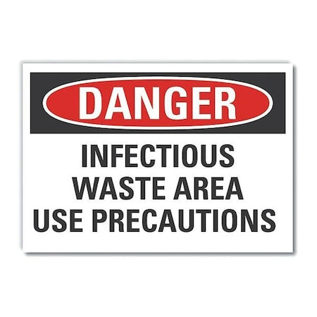 Infectious Waste Danger Label, 5 in H, 7 in W, Polyester, Horizontal Rectangle, LCU4-0557-ND_7X5