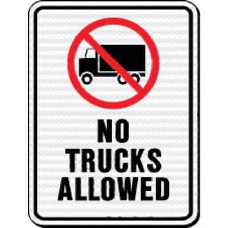 Reflective Sign, No Trucks Allowed, HD