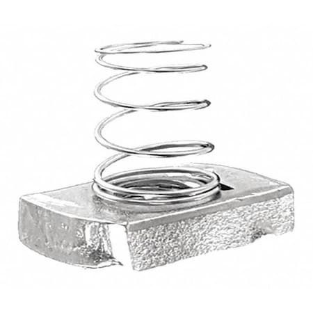 Spring Nut Rg,1/4""-20""X1/4"" E/G,PK100, Plain Finish, 100 PK