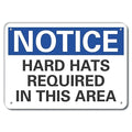 Notice, Hard Hats Required In This Area, 14 in W x 10 in H, Horizontal Rectangle, Aluminum