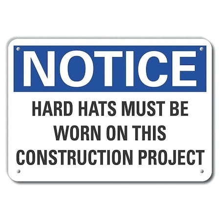 Hard Hats Notice, Reflectve, Alumnm, 10"x7"