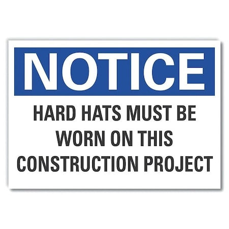 Hard Hats Must Be Notice, Decal, 5"x3.5", Legend Style: Text