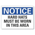 Hard Hats Notice, Decal, Aluminum, 10"x7", Printed Language: English