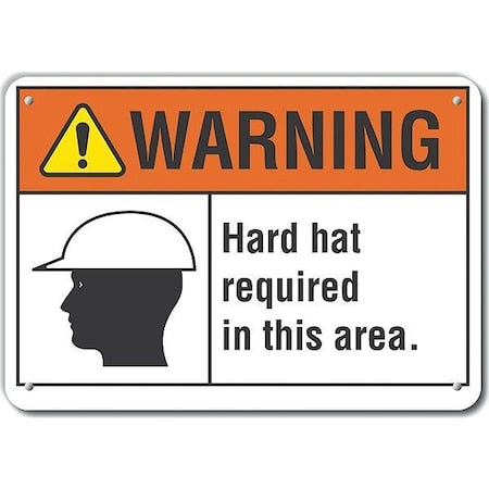Decal, Warning Hard Hat, 14 x 10", Sign Background Color: White