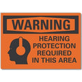 Decal, Warning Hearing Protection, 7 x 5", 5 in Height, 7 in Width, Polyester, Horizontal Rectangle