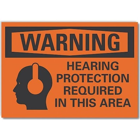 Decal, Warning Hearing Protection, 7 x 5", 5 in Height, 7 in Width, Polyester, Horizontal Rectangle