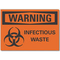 Decal, Warning Infectious Waste, 10 x 7", 7 in Height, 10 in Width, Polyester, Vertical Rectangle