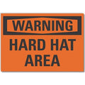 Hard Hat Warning Reflective Label, 10 in Height, 14 in Width, Reflective Sheeting, English